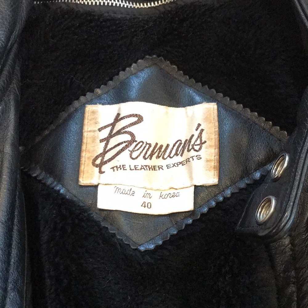 Vintage authentic Mens BERMANS Heavy Black Leather jacket size 40. - Picture 2 of 12